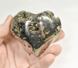2.91" POLISHED PYRITE HEART Huanzala mine, Peru T611