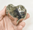 2.91" POLISHED PYRITE HEART Huanzala mine, Peru T611
