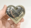 2.95" POLISHED PYRITE HEART Huanzala mine, Peru T617