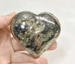 2.79" POLISHED PYRITE HEART Huanzala mine, Peru T606