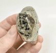 2.87" POLISHED PYRITE HEART Huanzala mine, Peru T609