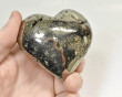 2.87" POLISHED PYRITE HEART Huanzala mine, Peru T610