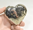3.03" POLISHED PYRITE HEART Huanzala mine, Peru T607