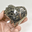 2.91" POLISHED PYRITE HEART Huanzala mine, Peru T604