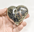 2.91" POLISHED PYRITE HEART Huanzala mine, Peru T599