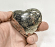 2.40" POLISHED PYRITE HEART Huanzala mine, Peru T596