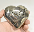 3.34" POLISHED PYRITE HEART Huanzala mine, Peru T600