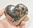 3.34" POLISHED PYRITE HEART Huanzala mine, Peru T600