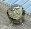 2.24" GOLDEN Polished PYRITE SPHERE with stand - Peru P320