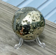 2.24" GOLDEN Polished PYRITE SPHERE with stand - Peru P320