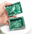 3.30" Polished MALACHITE JEWELRY BOX With Matching Beveled Lid- Congo - CM177