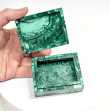 3.03" Polished MALACHITE JEWELRY BOX With Matching Beveled Lid- Congo - CM178
