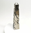 8.54" Polished PYRITE CRYSTAL OBELISK Tower Huanzala mine, Peru T662
