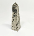 6.06" Polished PYRITE CRYSTAL OBELISK Tower Huanzala mine, Peru T657