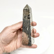 5.47" Polished PYRITE CRYSTAL OBELISK Tower Huanzala mine, Peru T665