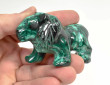 3.54" POLISHED MALACHITE LION Animal Carving Congo - CM185
