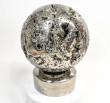 8.57" XXL Polished PYRITE CRYSTAL SPHERE Carving W/Base Huanzala mine, Peru T678