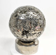 8.57" XXL Polished PYRITE CRYSTAL SPHERE Carving W/Base Huanzala mine, Peru T678