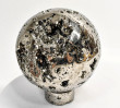 4.88" Polished PYRITE CRYSTAL SPHERE Carving With Base Huanzala mine, Peru T687