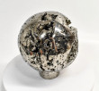 4.88" Polished PYRITE CRYSTAL SPHERE Carving With Base Huanzala mine, Peru T687