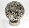 7.41" XXL Polished PYRITE CRYSTAL SPHERE Carving Huanzala mine, Peru T679