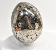 6.25" Polished PYRITE CRYSTAL EGG Carving With Stand Huanzala mine, Peru T688