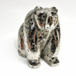 4.48" Polished PYRITE CRYSTAL BEAR Carving Huanzala mine, Peru T670