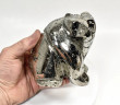3.89" Polished PYRITE CRYSTAL BEAR Carving Huanzala mine, Peru T671