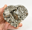3.54" Polished PYRITE CRYSTAL HEART Carving Huanzala mine, Peru T693