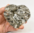 3.54" Polished PYRITE CRYSTAL HEART Carving Huanzala mine, Peru T693