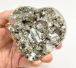 3.54" Polished PYRITE CRYSTAL HEART Carving Huanzala mine, Peru T693