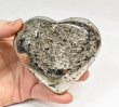 3.77" Polished PYRITE CRYSTAL HEART Carving Huanzala mine, Peru T697