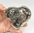 3.77" Polished PYRITE CRYSTAL HEART Carving Huanzala mine, Peru T697