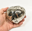 3.97" Polished PYRITE CRYSTAL HEART Carving Huanzala mine, Peru T703