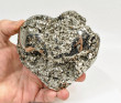 4.21" Polished PYRITE CRYSTAL HEART Carving Huanzala mine, Peru T695