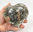 4.21" Polished PYRITE CRYSTAL HEART Carving Huanzala mine, Peru T695