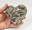 3.88" Polished PYRITE CRYSTAL HEART Carving Huanzala mine, Peru T696