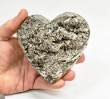 3.88" Polished PYRITE CRYSTAL HEART Carving Huanzala mine, Peru T696