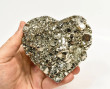 3.93" Polished PYRITE CRYSTAL HEART Carving Huanzala mine, Peru T700