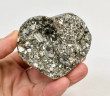 2.75" Polished PYRITE CRYSTAL HEART Carving Huanzala mine, Peru T692