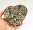 5.03" Polished PYRITE CRYSTAL HEART Carving Huanzala mine, Peru T699