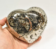 5.03" Polished PYRITE CRYSTAL HEART Carving Huanzala mine, Peru T699