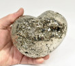 4.60" Polished PYRITE CRYSTAL HEART Carving Huanzala mine, Peru T708