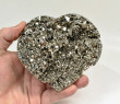 4.21" Polished PYRITE CRYSTAL HEART Carving Huanzala mine, Peru T707