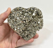 4.21" Polished PYRITE CRYSTAL HEART Carving Huanzala mine, Peru T707