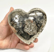 4.88" Polished PYRITE CRYSTAL HEART Carving Huanzala mine, Peru T705