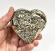 3.30" Polished PYRITE CRYSTAL HEART Carving Huanzala mine, Peru T715
