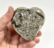 3.30" Polished PYRITE CRYSTAL HEART Carving Huanzala mine, Peru T715