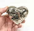 3.14" Polished PYRITE CRYSTAL HEART Carving Huanzala mine, Peru T713