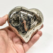 3.62" Polished PYRITE CRYSTAL HEART Carving Huanzala mine, Peru T721